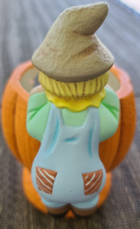 Pumpkin Candle Cup with Scarecrow B