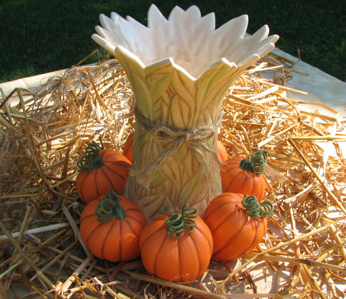 Cornstalk Pumpkin Candle Holder
